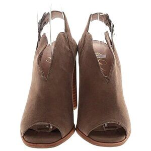 42 Gold tan suede leather slouch singback heels size 7 1/2